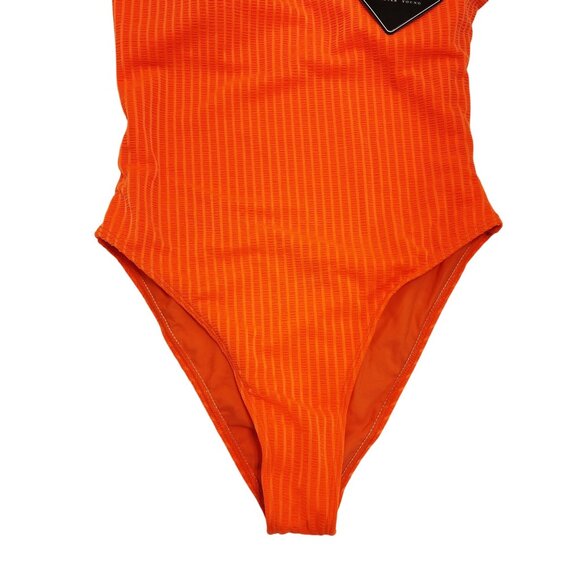 Zaful Ribbed Orange One-Piece Swimsuit With Adjustable Straps Back Zipper Size S - Picture 6 of 6